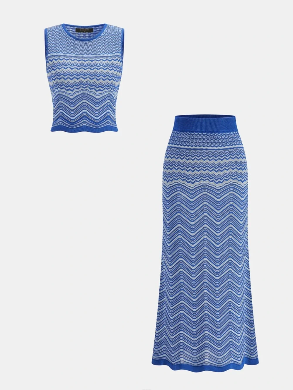 Commense Chevron Knit Sleeveless Top & Maxi Skirt Set Size Medium NWT